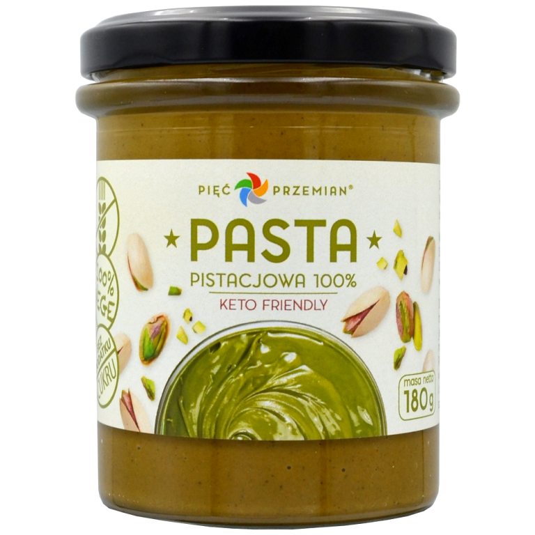 PASTA PISTACJOWA BEZ DODATKU CUKRÓW BEZGLUTENOWA 180 g - PIĘĆ PRZEMIAN