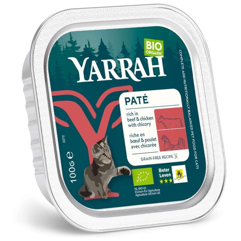 (DLA KOTA) PASZTET Z WOŁOWINY I KURCZAKA Z CYKORIĄ BIO 100 g - YARRAH