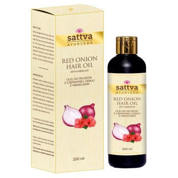 OLEJEK DO WŁOSÓW Z CZERWONEJ CEBULI Z HIBISKUSEM 200 ml - SATTVA