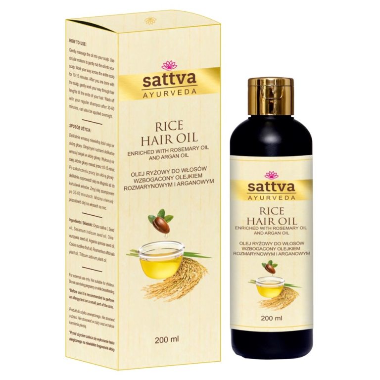 OLEJEK DO WŁOSÓW RYŻOWY Z OLEJKIEM ROZMARYNOWYM I ARGANOWYM 200 ml - SATTVA (AYURVEDA)
