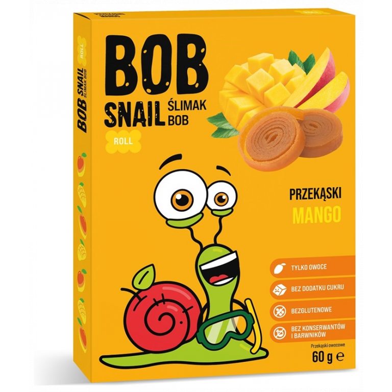 PRZEKĄSKA ROLL MANGO BEZ DODATKU CUKRU BEZGLUTENOWA 60 g - BOB SNAIL