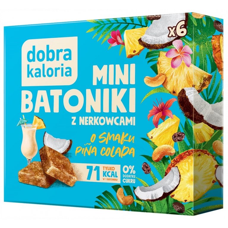 BATONIKI MINI Z NERKOWCÓW O SMAKU PINA COLADA BEZ DODATKU CUKRU (6 x 17 g) 102 g - DOBRA KALORIA