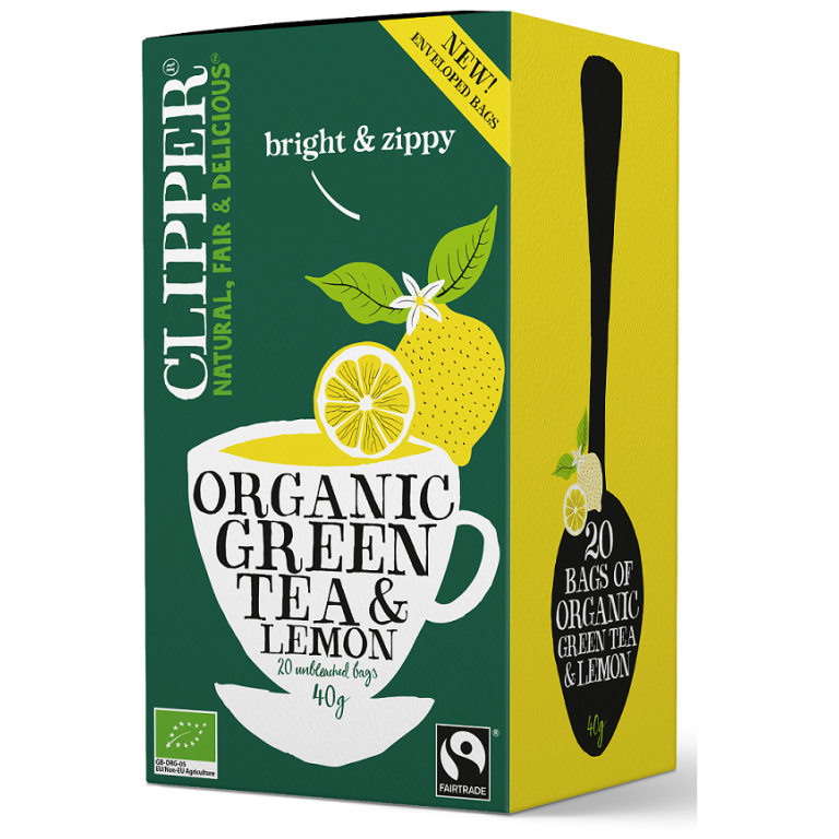 HERBATA ZIELONA Z CYTRYNĄ FAIR TRADE BIO (20 x 2 g) 40 g - CLIPPER