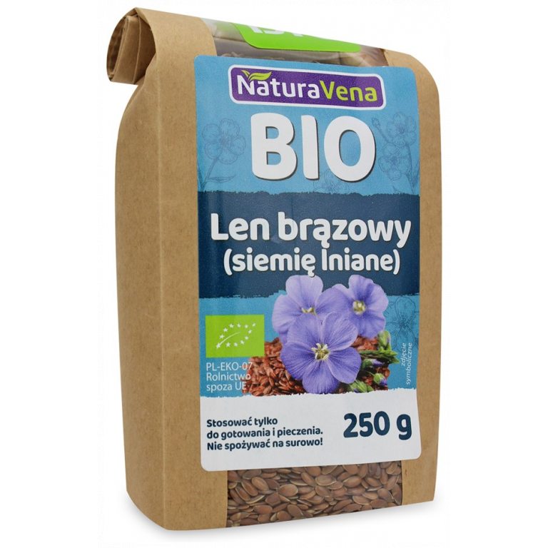 LEN BRĄZOWY (SIEMIĘ LNIANE) BIO 250 g - NATURAVENA