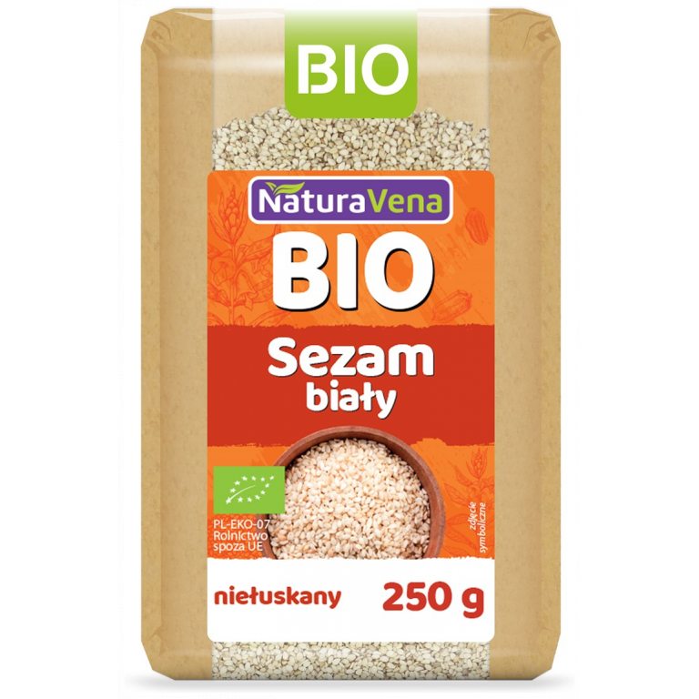 SEZAM BIAŁY NIEŁUSKANY BIO 250 g - NATURAVENA