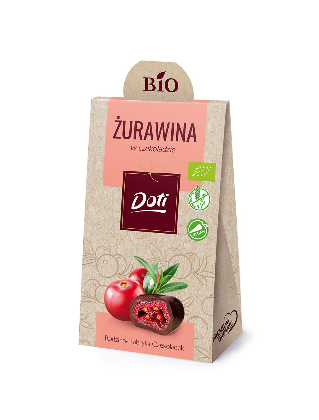 ŻURAWINA W CZEKOLADZIE GORZKIEJ BEZGLUTENOWA BIO 50 g - DOTI