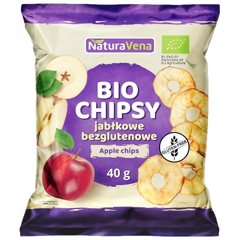 CHIPSY JABŁKOWE BEZGLUTENOWE BIO 40 g - NATURAVENA