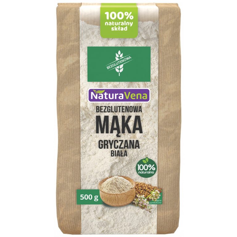 MĄKA GRYCZANA BIAŁA BEZGLUTENOWA 500 g - NATURAVENA