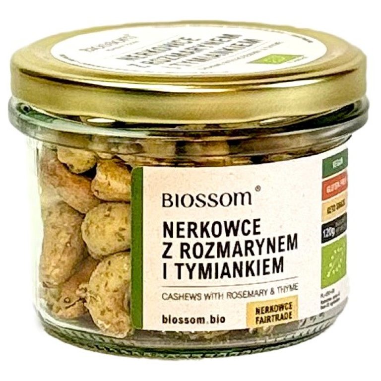 ORZECHY NERKOWCA Z ROZMARYNEM I TYMIANKIEM BEZGLUTENOWE BIO 120 g - BIOSSOM