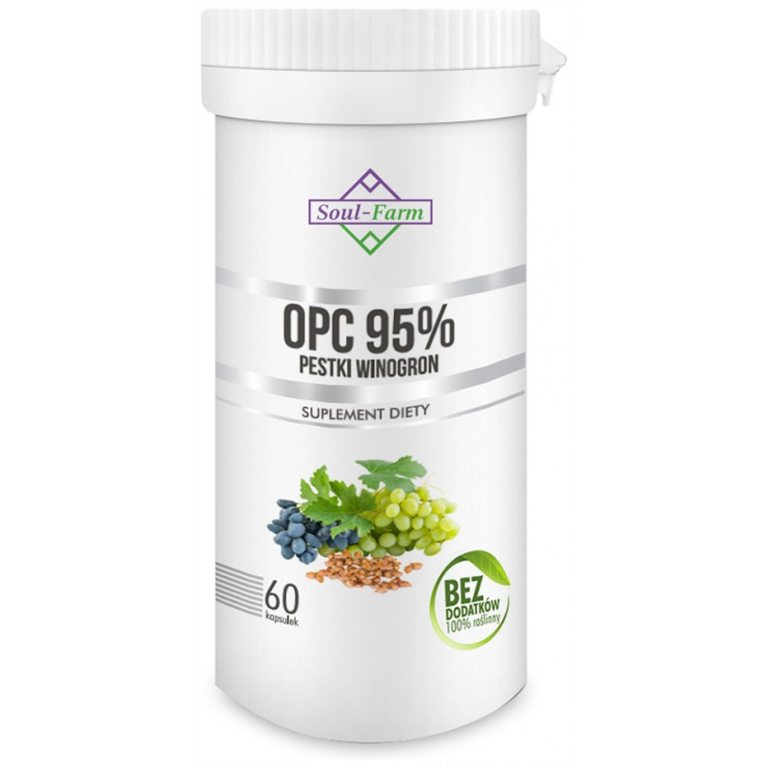 PESTKI WINOGRON EKSTRAKT 95 % OPC (450 mg) 60 KAPSUŁEK - SOUL FARM