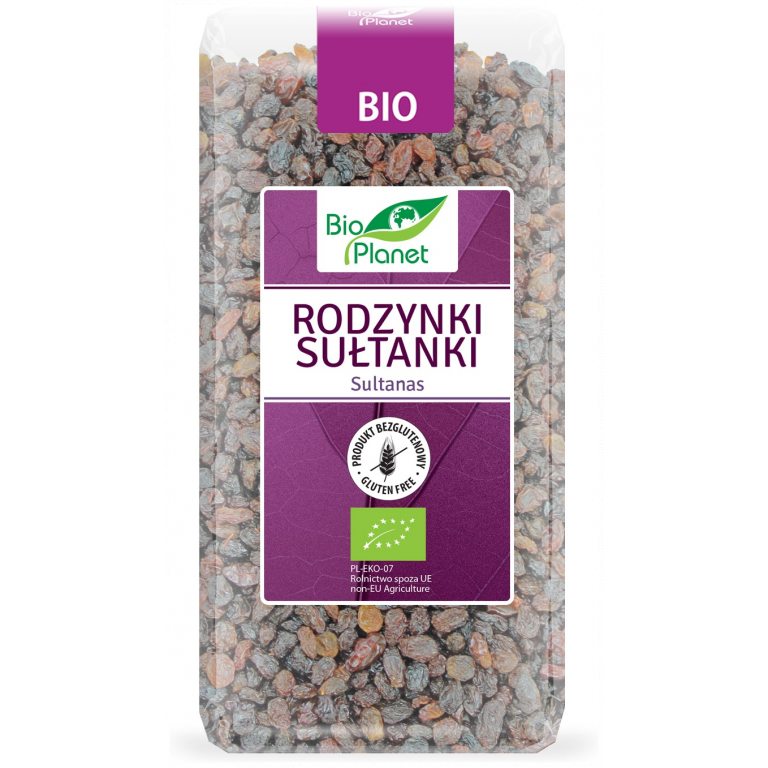 RODZYNKI SUŁTANKI BEZGLUTENOWE BIO 400 g - BIO PLANET