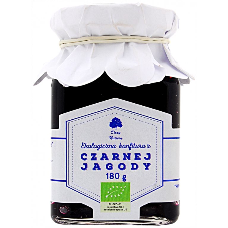 KONFITURA Z CZARNEJ JAGODY BIO 180 g - DARY NATURY