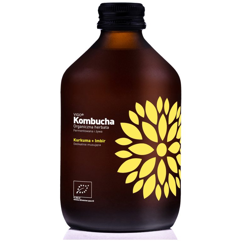 KOMBUCHA Z KURKUMĄ I IMBIREM BEZGLUTENOWA BIO 330 ml - VIGO