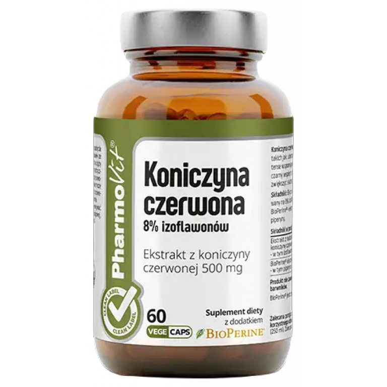 KONICZYNA CZERWONA EKSTRAKT (500 mg) BEZGLUTENOWY 60 KAPSUŁEK - PHARMOVIT (CLEAN LABEL)