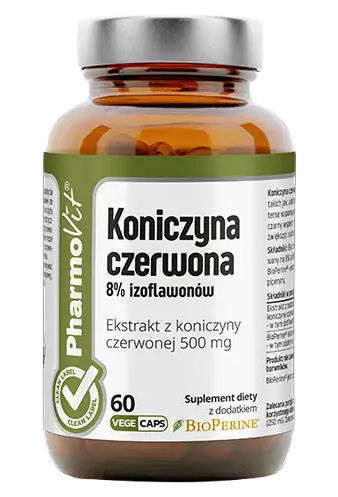 KONICZYNA CZERWONA EKSTRAKT (500 mg) BEZGLUTENOWY 60 KAPSUŁEK - PHARMOVIT (CLEAN LABEL)