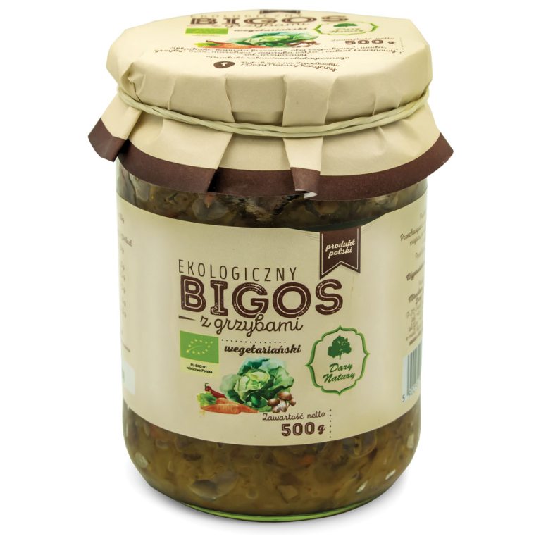 BIGOS WEGAŃSKI Z GRZYBAMI BIO 500 g - DARY NATURY