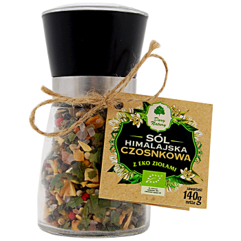 SÓL HIMALAJSKA W MŁYNKU Z BIO ZIOŁAMI CZOSNKOWA 140 g - DARY NATURY