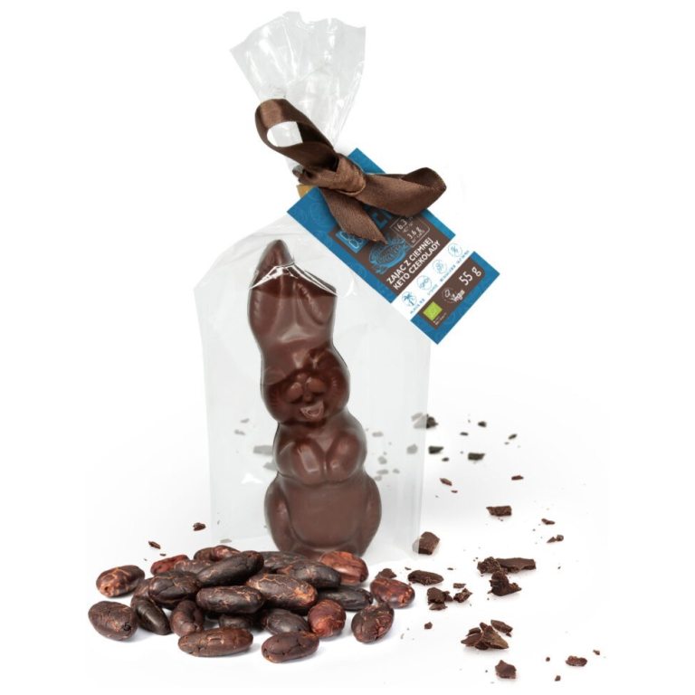 ZAJĄC Z CIEMNEJ CZEKOLADY BEZ DODATKU CUKRÓW KETO BIO 55 g - COCOA (PRODUKT SEZONOWY)