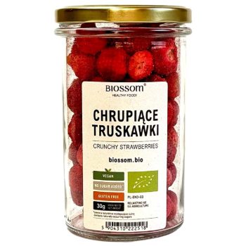 TRUSKAWKI LIOFILIZOWANE CHRUPIĄCE BEZGLUTENOWE BIO 30 g - BIOSSOM