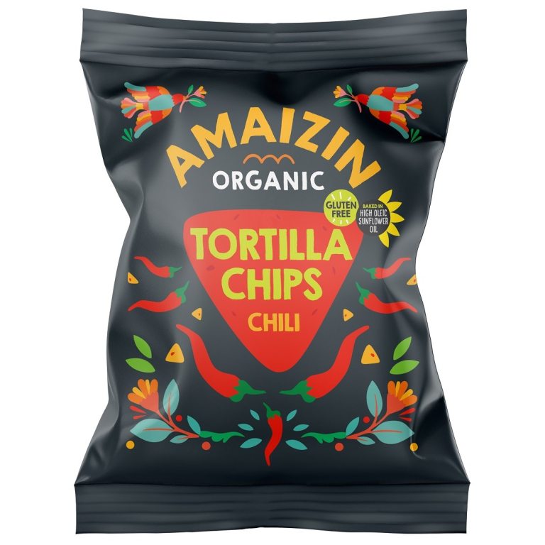 CHIPSY TORTILLA KUKURYDZIANE CHILI BEZGLUTENOWE BIO 75 g - AMAIZIN