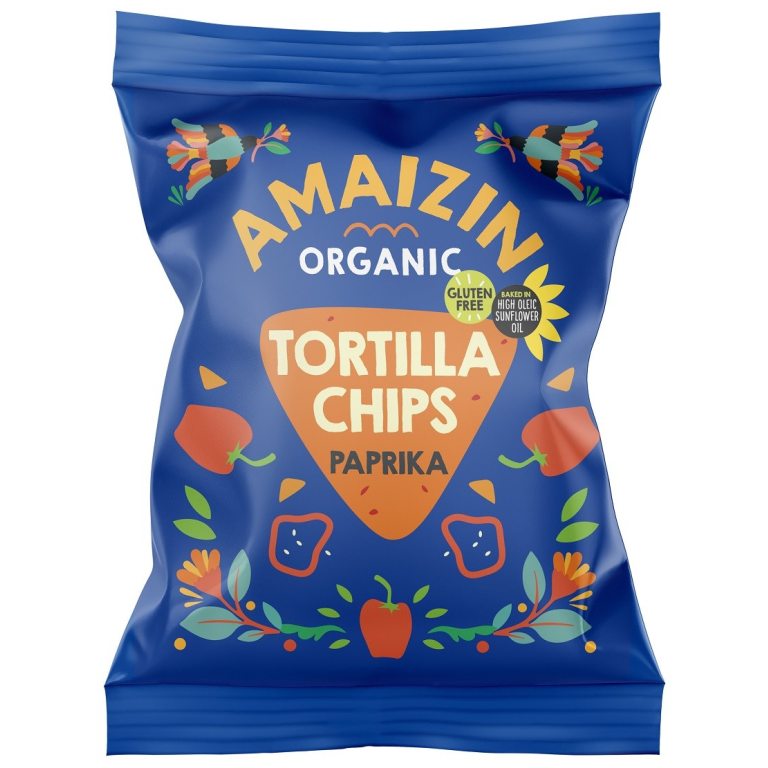 CHIPSY TORTILLA KUKURYDZIANE PAPRYKOWE BEZGLUTENOWE BIO 75 g - AMAIZIN
