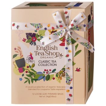 KOLEKCJA HERBAT I HERBATEK KLASYCZNYCH BIO PIRAMIDKI (CLASSIC BEŻOWE – 12 SMAKÓW) (12 x 2 g) 24 g - ENGLISH TEA SHOP ORGANIC