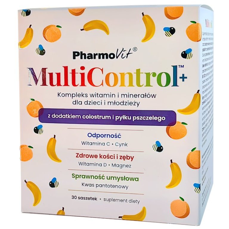 MULTIWITAMINA (MULTICONTROL) DLA DZIECI I MŁODZIEŻY BEZGLUTENOWA 30 SASZETEK - PHARMOVIT