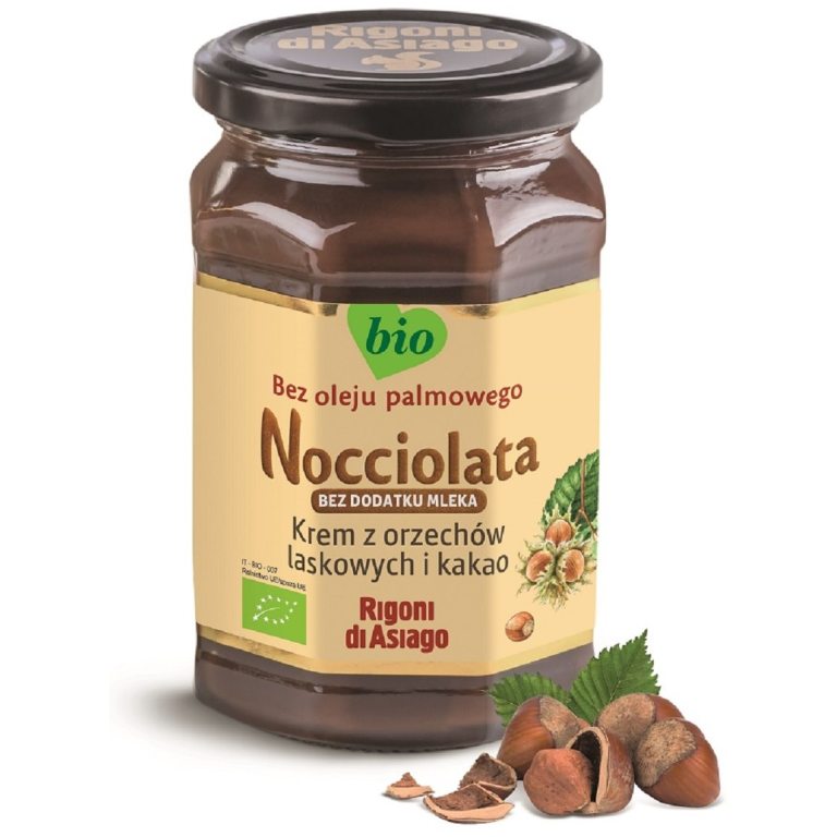 KREM WEGAŃSKI Z ORZECHÓW LASKOWYCH I KAKAO BEZGLUTENOWY BIO 250 g - RIGONI DI ASIAGO (NOCCIOLATA)