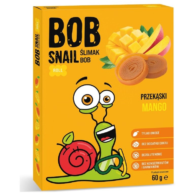 PRZEKĄSKA ROLL MANGO BEZ DODATKU CUKRÓW BEZGLUTENOWA 60 g - BOB SNAIL