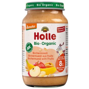MUSLI BIRCHERA Z OWOCAMI BEZ DODATKU CUKRÓW OD 8 MIESIĄCA DEMETER BIO 220 g (SŁOIK) - HOLLE