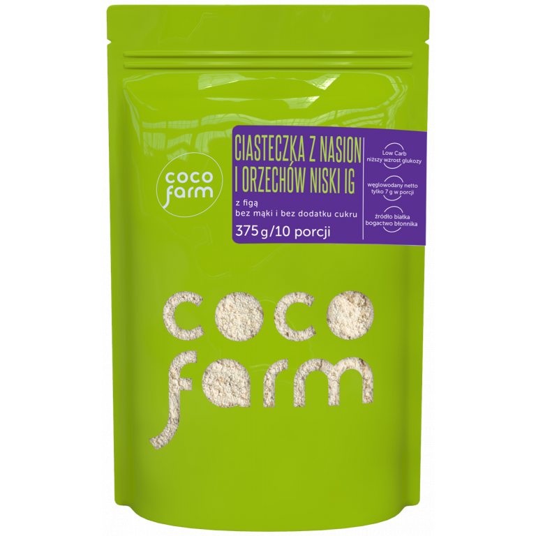 MIESZANKA NA CIASTECZKA Z NASION I ORZECHÓW BEZ DODATKU CUKRÓW 375 g - COCO FARM