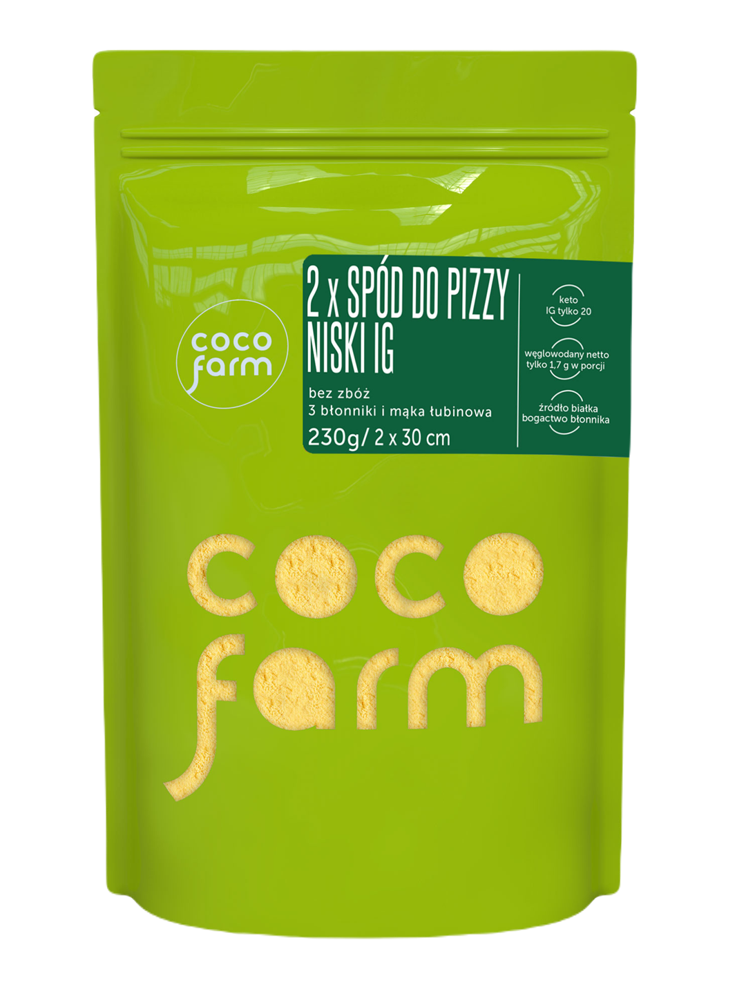 MIESZANKA NA SPÓD DO PIZZY WYSOKOBŁONNIKOWY 2 SZTUKI BEZ DODATKU CUKRÓW 230 g - COCO FARM