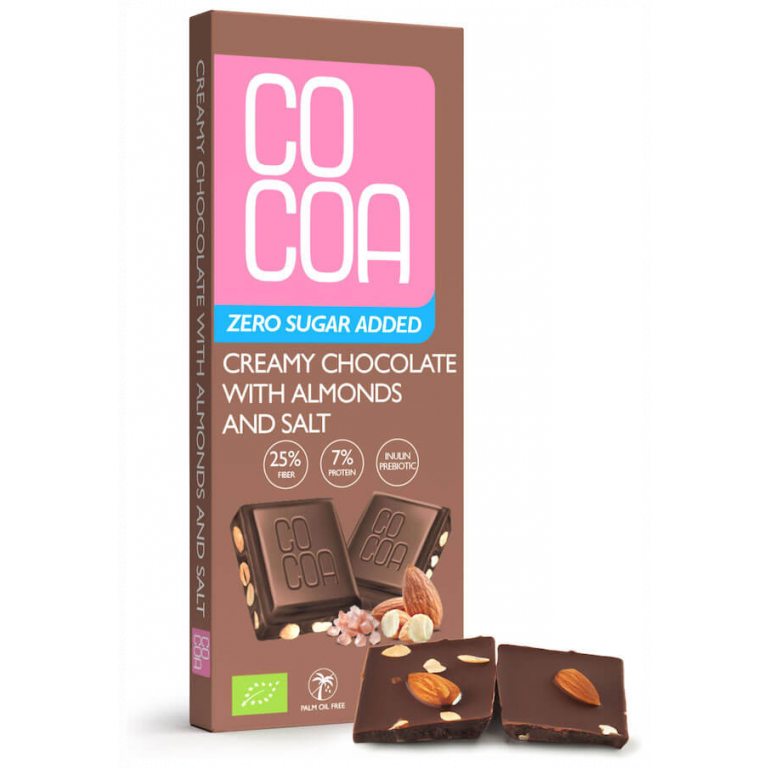 CZEKOLADA CREAMY Z MIGDAŁAMI I SOLĄ BEZ DODATKU CUKRU BIO 40 g - COCOA