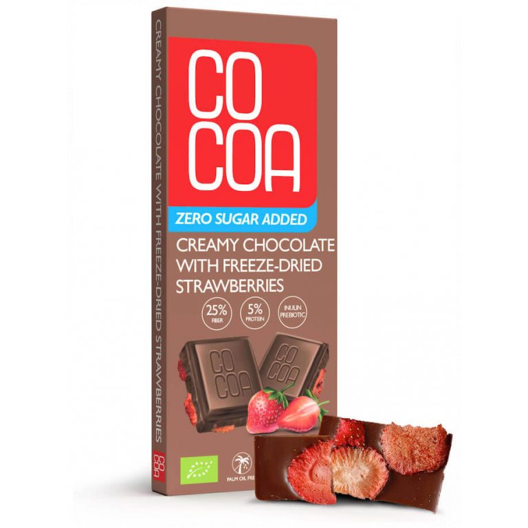 CZEKOLADA CREAMY Z TRUSKAWKAMI BEZ DODATKU CUKRU BIO 40 g - COCOA