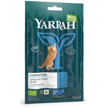 (DLA KOTA) PRZYSMAK - PAŁECZKI Z WOŁOWINĄ I RYBĄ BIO (3 x 5 g) 15 g - YARRAH