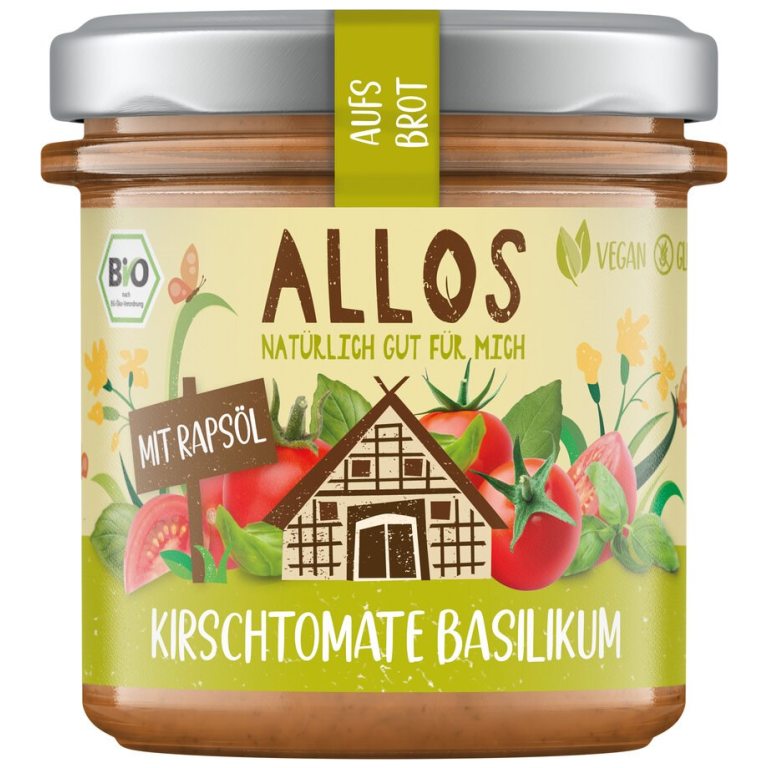 PASTA KREMOWA Z POMIDORAMI CHERRY I BAZYLIĄ BEZGLUTENOWA BIO 140 g - ALLOS