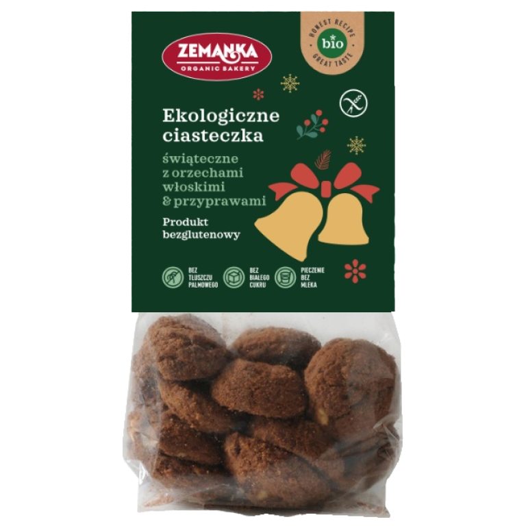 CIASTKA ŚWIĄTECZNE Z ORZECHAMI WŁOSKIMI I PRZYPRAWAMI KORZENNYMI BEZGLUTENOWE BIO 100 g - ZEMANKA (PRODUKT SEZONOWY)