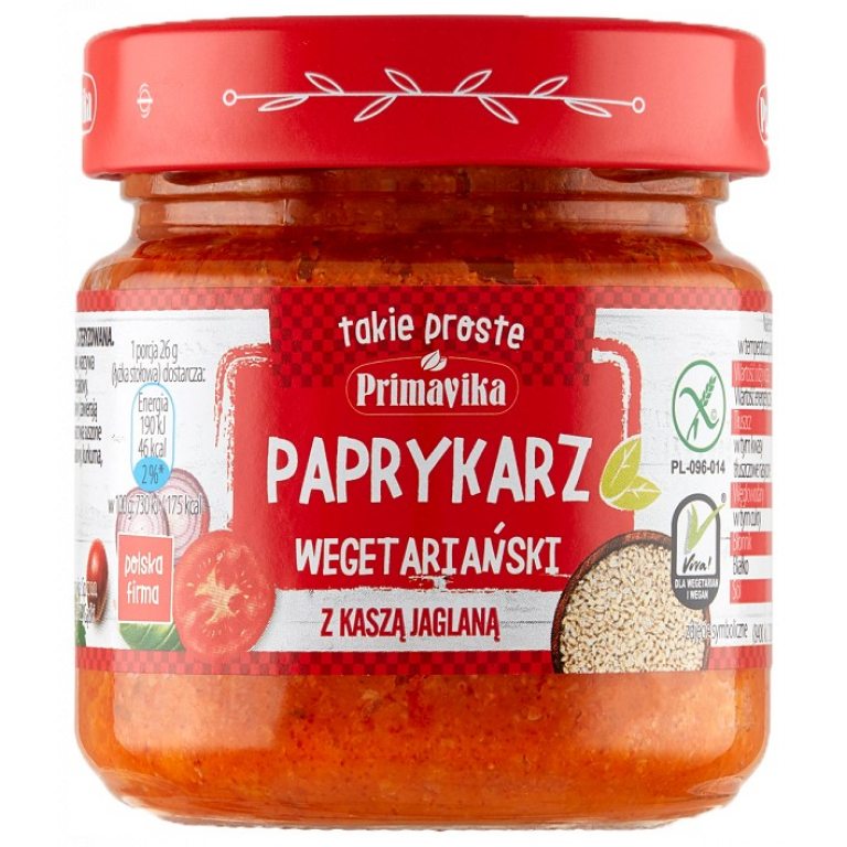 PAPRYKARZ WEGAŃSKI Z KASZĄ JAGLANĄ BEZGLUTENOWY 160 g - PRIMAVIKA