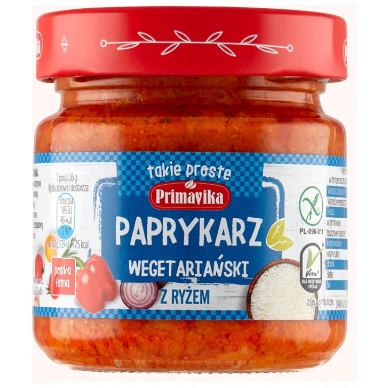 PAPRYKARZ WEGAŃSKI Z RYŻEM BEZGLUTENOWY 160 g - PRIMAVIKA