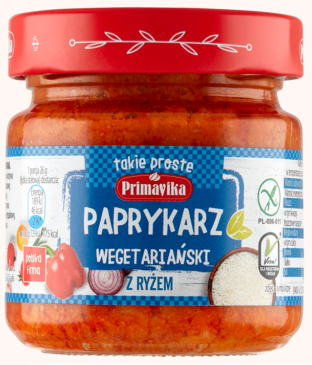 PAPRYKARZ WEGAŃSKI Z RYŻEM BEZGLUTENOWY 160 g - PRIMAVIKA