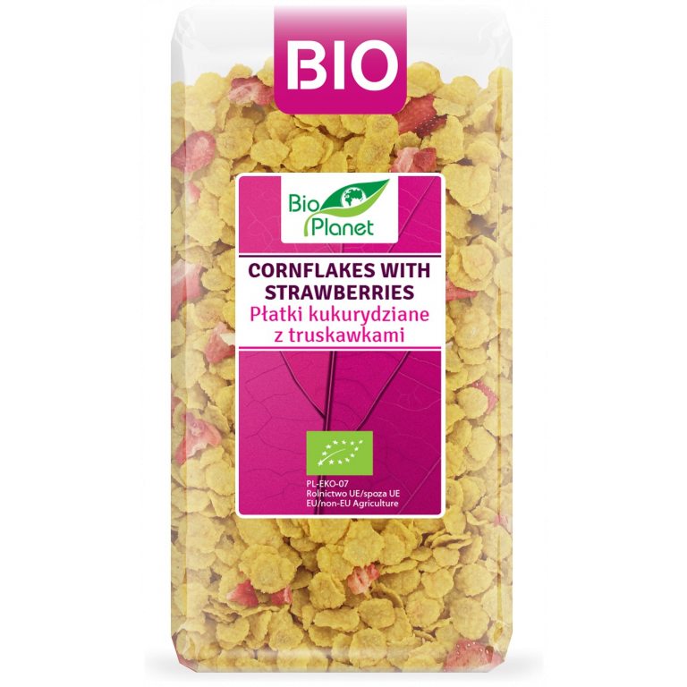 PŁATKI KUKURYDZIANE Z TRUSKAWKAMI BIO 250 g - BIO PLANET