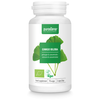 MIŁORZĄB JAPOŃSKI (GINKGO BILOBA) BIO (250 mg) 70 KAPSUŁEK - PURASANA