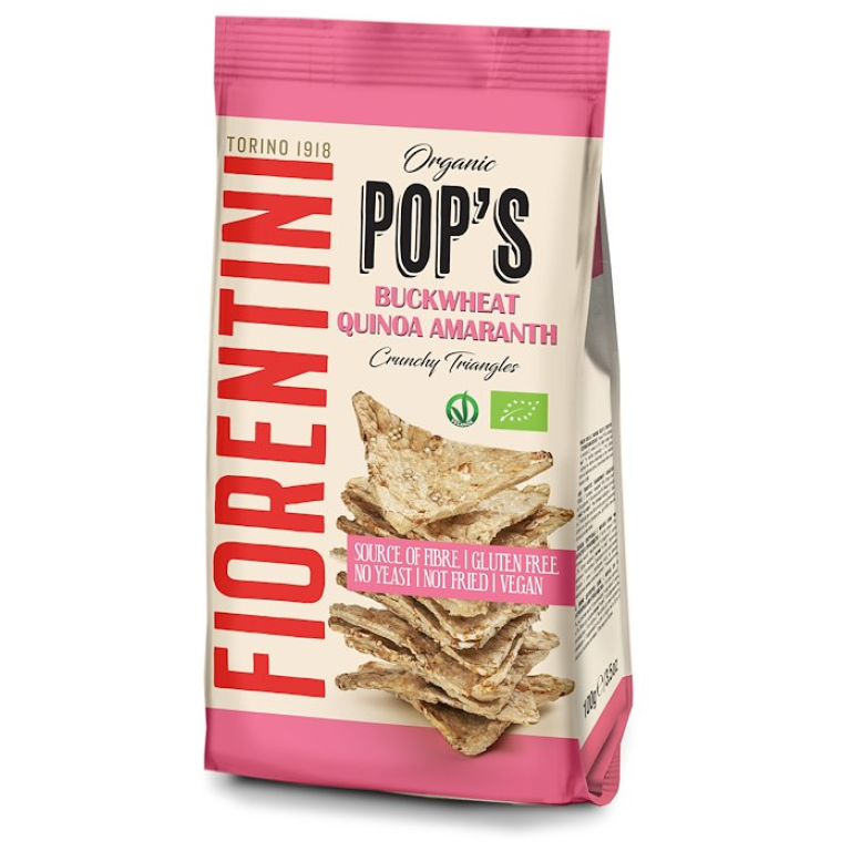 CHRUPKI GRYCZANE PIRAMIDKI Z QUINOA I AMARANTUSEM BEZGLUTENOWE BIO 80 g - FIORENTINI