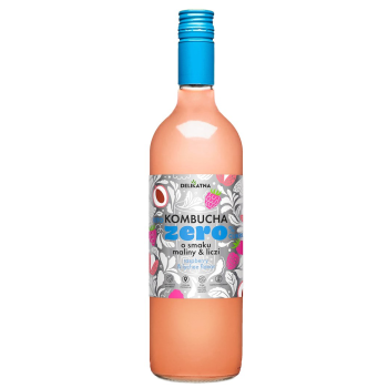 KOMBUCHA O SMAKU MALINY I LICZI ZERO % CUKRU 750 ml - DELIKATNA