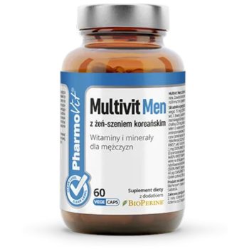MULTIWITAMINA (MULTIVIT MEN Z ŻEŃ-SZENIEM KOREAŃSKIM) DLA MĘŻCZYZN BEZGLUTENOWA 60 KAPSUŁEK - PHARMOVIT (CLEAN LABEL)
