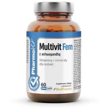 MULTIWITAMINA (MULTIVIT FEM Z Z ASHWAGANDHĄ) DLA KOBIET BEZGLUTENOWA 60 KAPSUŁEK - PHARMOVIT (CLEAN LABEL)
