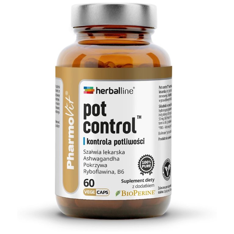 KAPSUŁKI NA KONTROLĘ POTLIWOŚCI (POT CONTROL) BEZGLUTENOWE 60 szt. - PHARMOVIT (HERBALLINE)