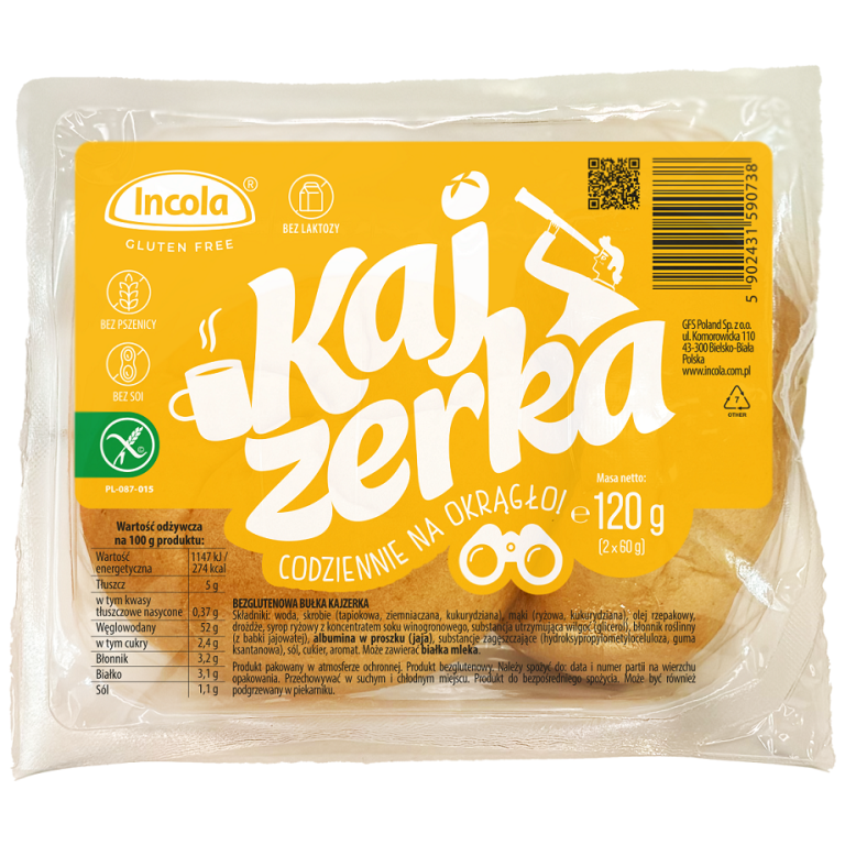 BUŁKI KAJZERKI BEZGLUTENOWE (2 szt.) 120 g - INCOLA