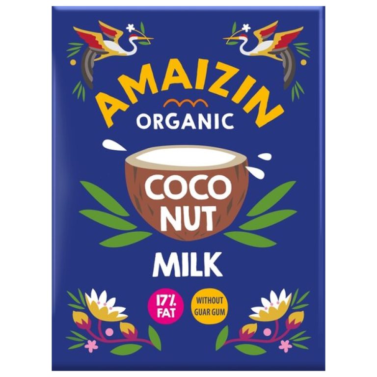 COCONUT MILK - NAPÓJ KOKOSOWY BEZ GUMY GUAR (17 % TŁUSZCZU) BIO 200 ml (KARTON) - AMAIZIN