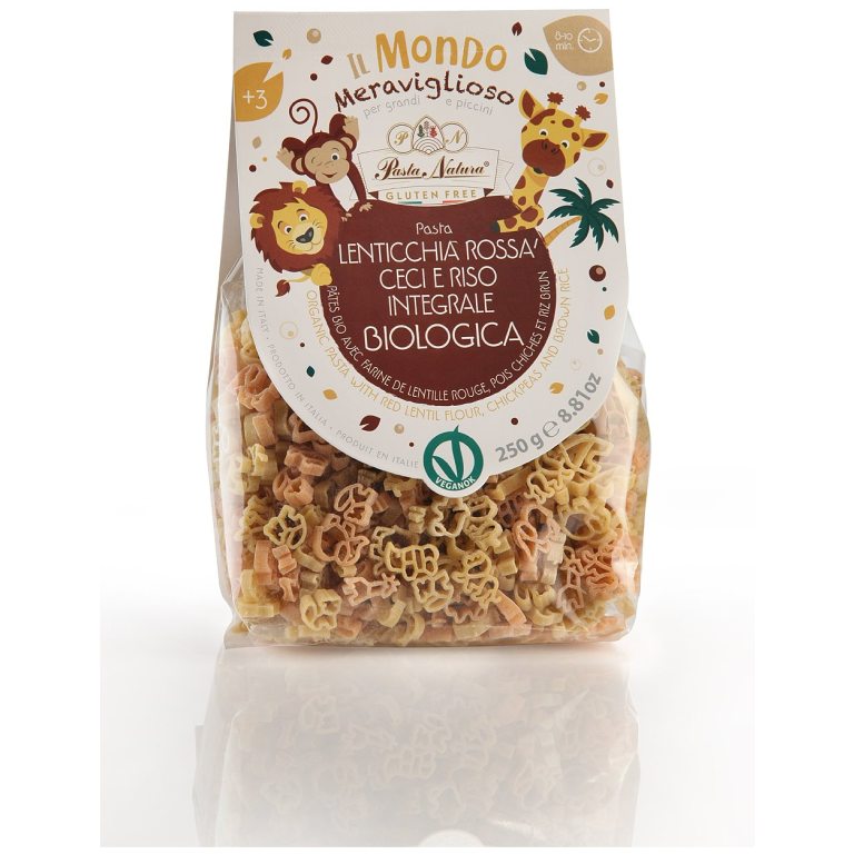 MAKARON (Z SOCZEWICY I GROSZKU) DLA DZIECI ZWIERZĘTA SAWANNA BEZGLUTENOWY BIO 250 g - PASTA NATURA